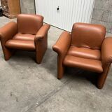 Pair of Italian designer leather armchairs