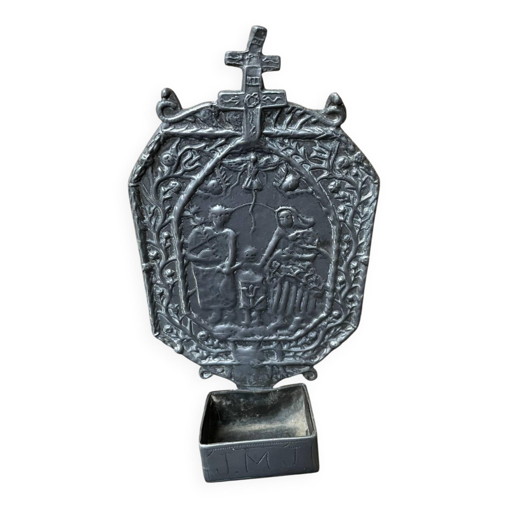 Small wall-mounted holy water font
