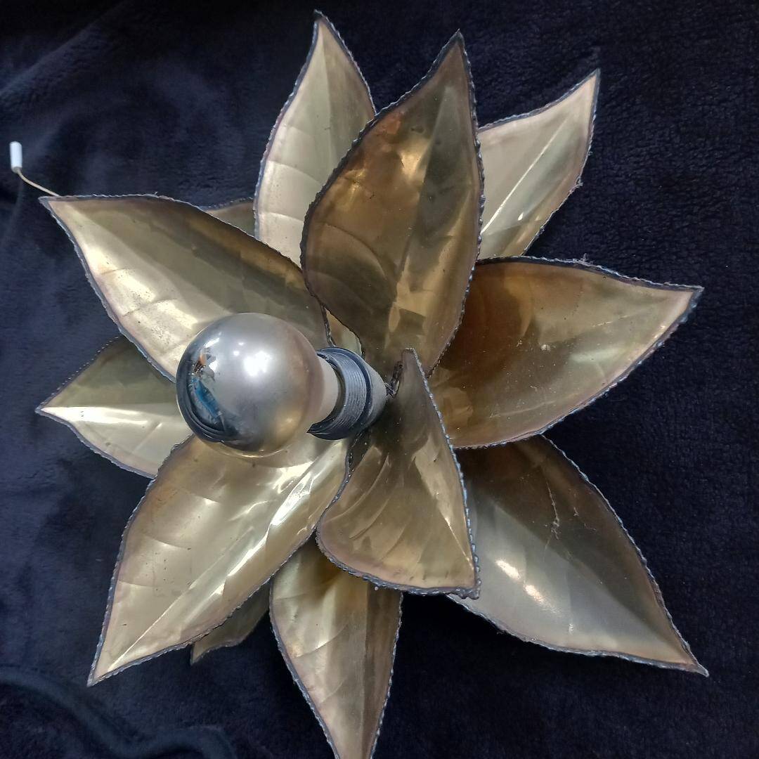 Old Wall Lamp Design Jansen Hans Kogl Flower Leaf Vintage Brass