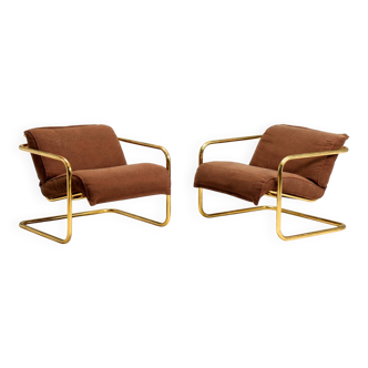 Pair of tubular armchairs, 1970s–1980s, Czechoslovakia