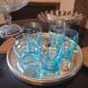 Vintage blue wavy glasses, mid-20th century