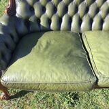 Wooden and leather chesterfield sofa