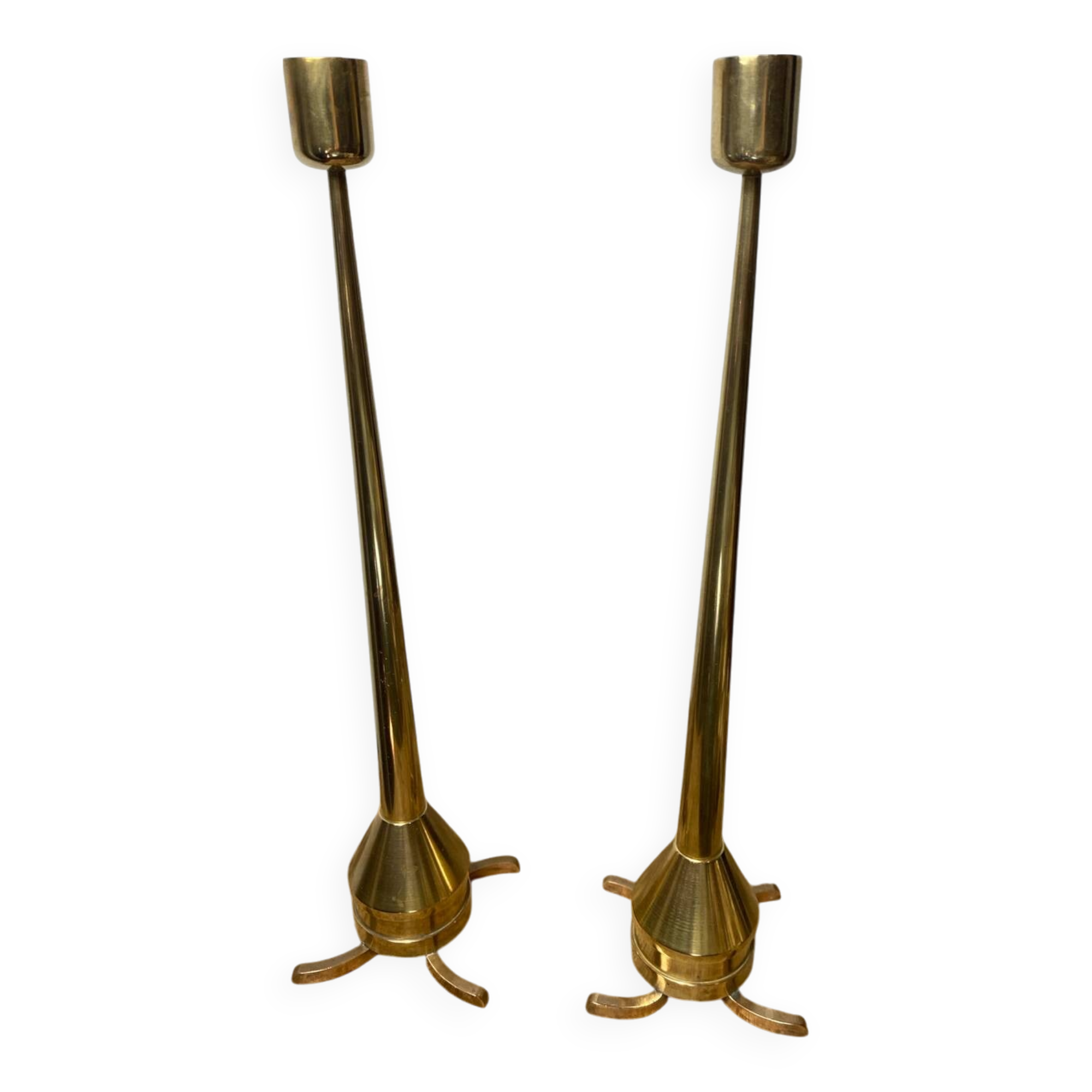 Pair of designer bronze candlesticks