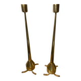 Pair of designer bronze candlesticks