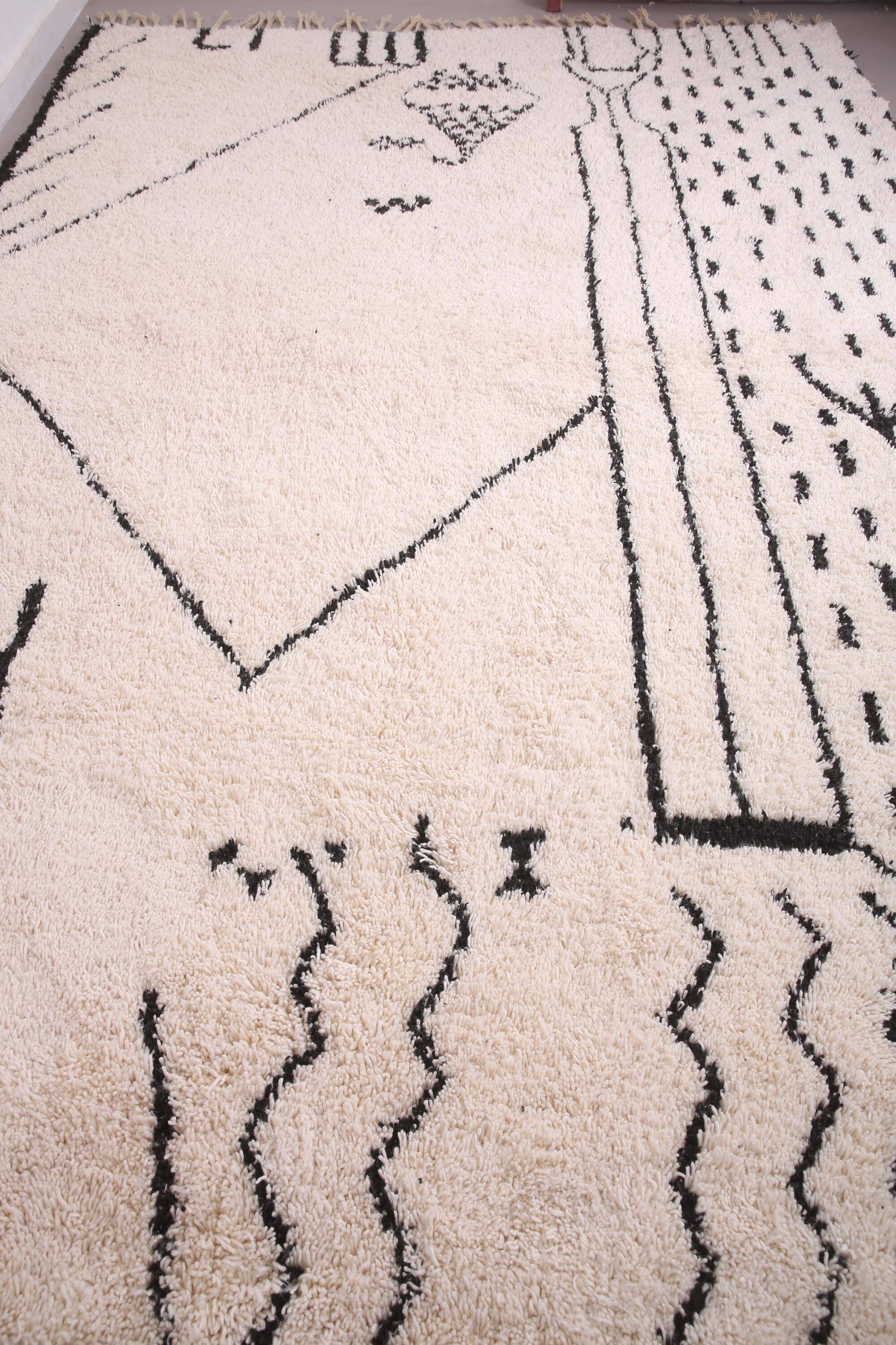 Unique natural wool Moroccan rug 3x2 m