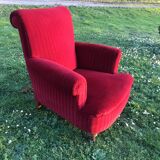 Napoleon III red velvet shepherdess chair