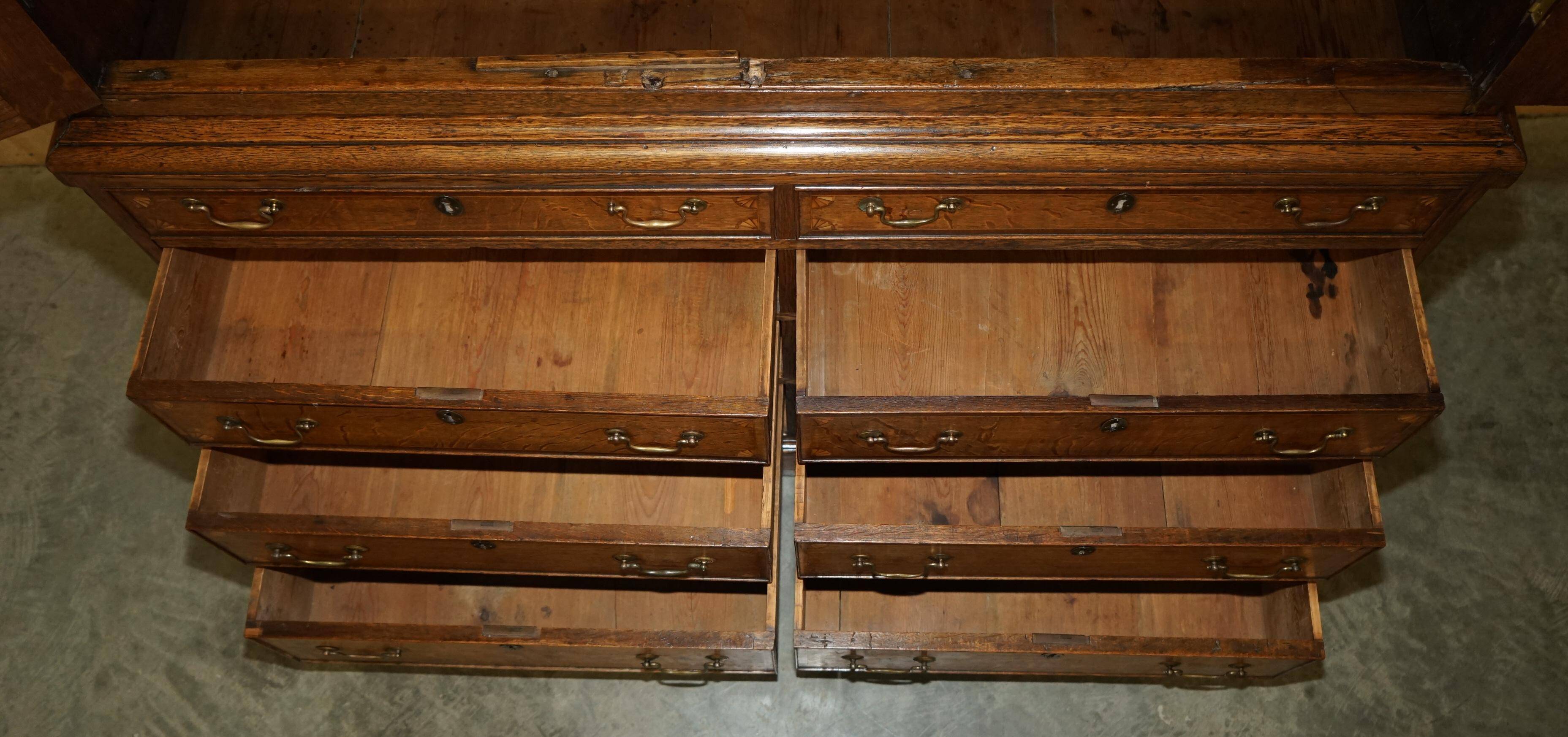 Antique Sheraton wardrobe from around 1800 with drawers - George III