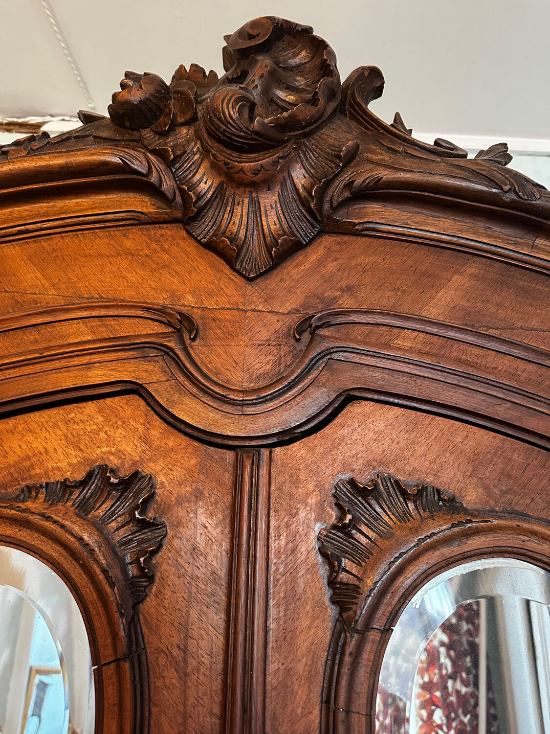 Carved walnut wardrobe – late 19th century Louis XV style