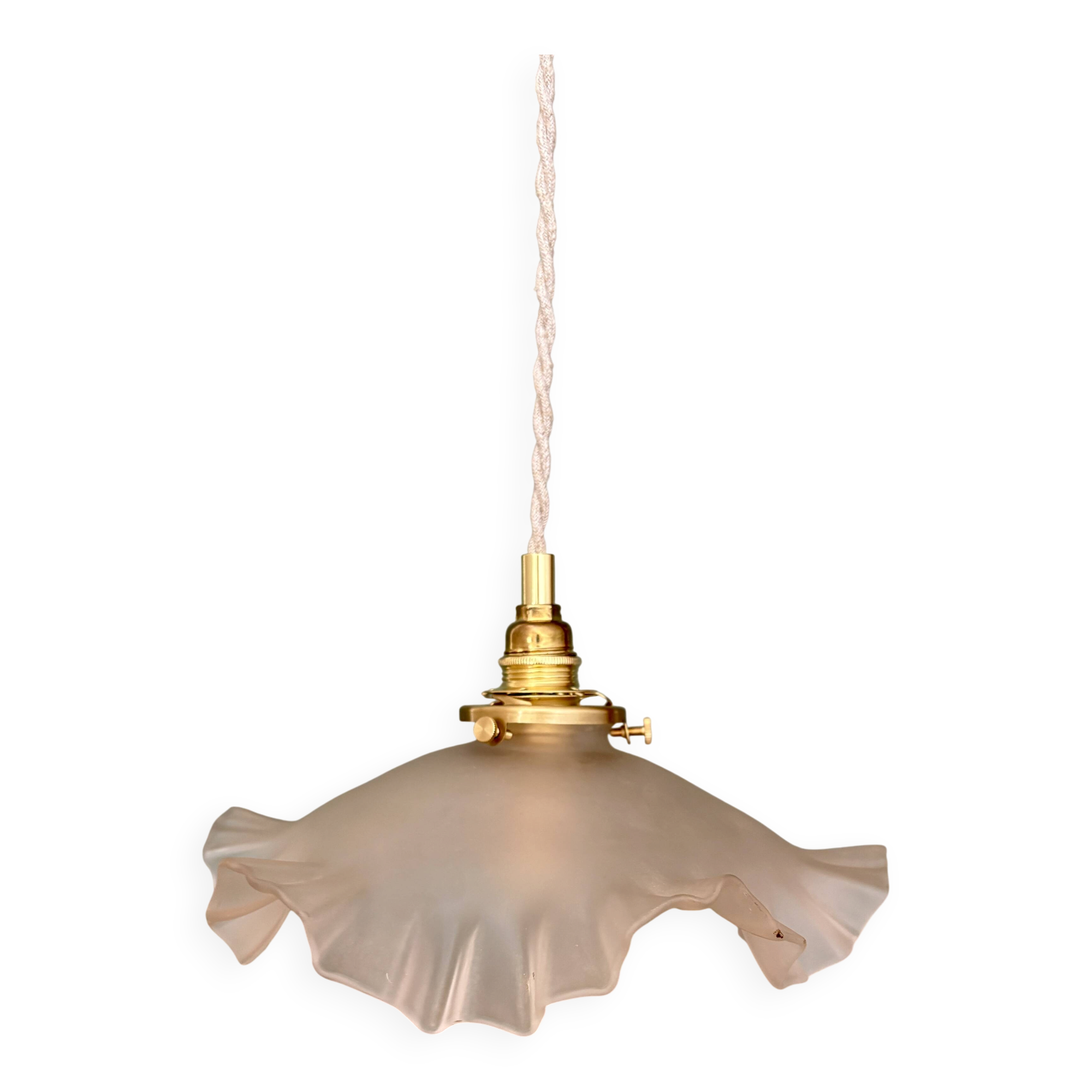 Suspension vintage lampshade in frosted glass (DEP01)