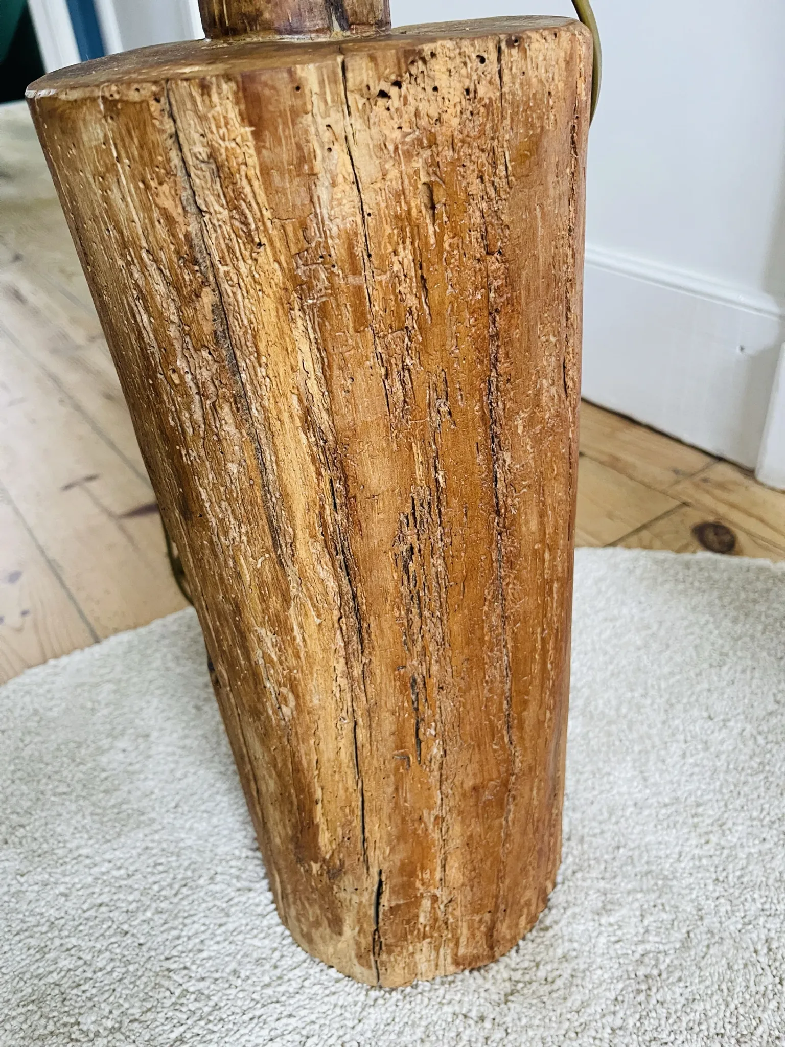 Brutalist wooden lamp