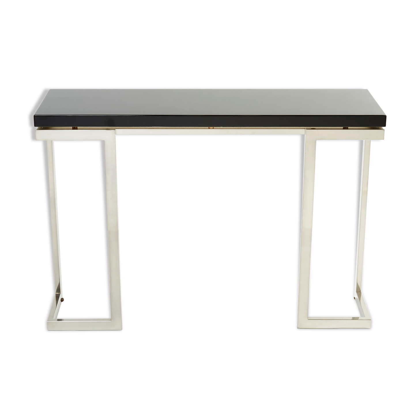 Console laquée noire et chrome Guy Lefevre pour Maison Jansen 1970
