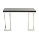 Black lacquered console and chrome Guy Lefevre for Maison Jansen 1970