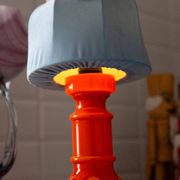 Orange and blue ceramic table lamp with velvet, Italy, 1960s