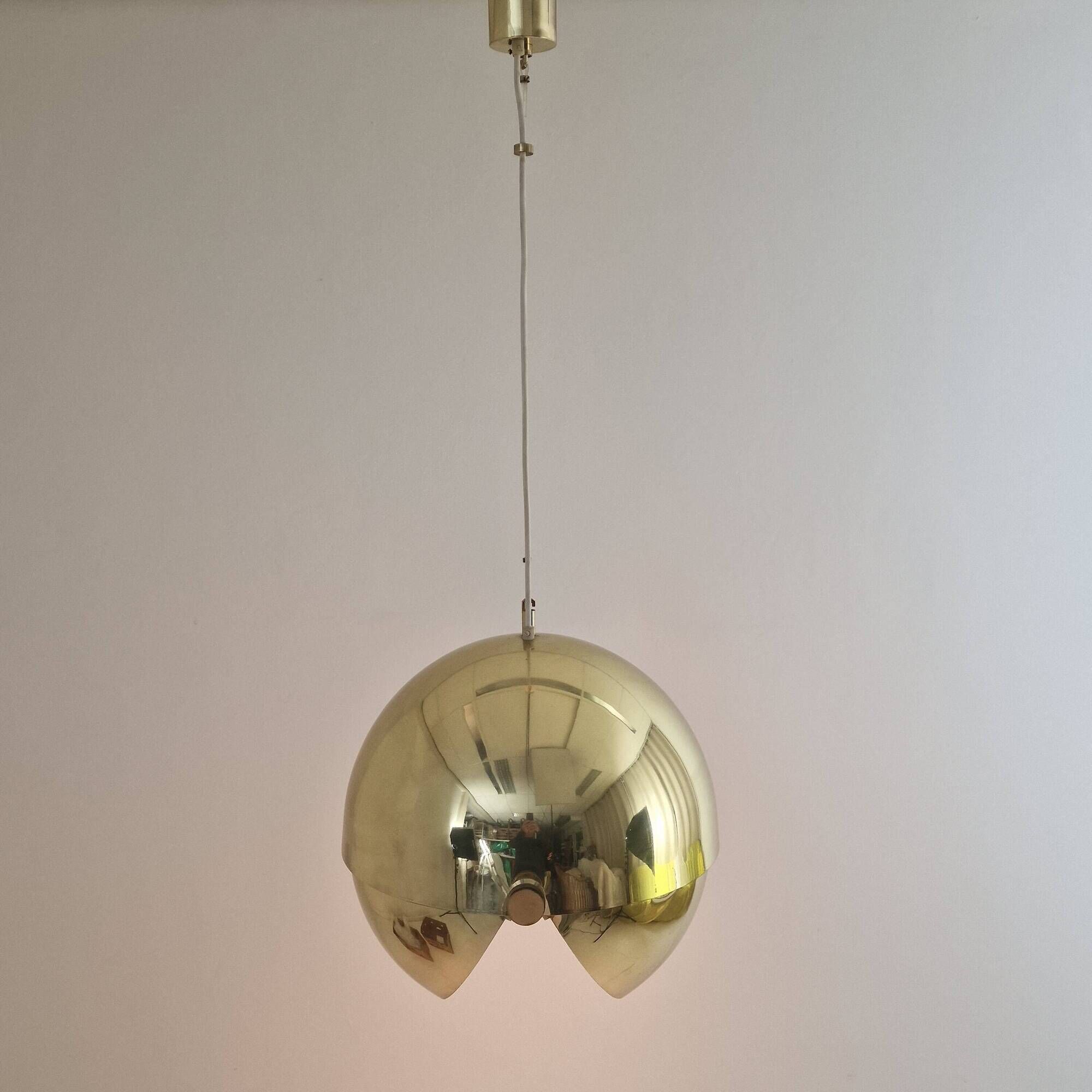 Adjustable Brass "Dome" Pendant Light by Vereinigte Werkstätten München 60s