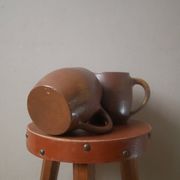 Vintage stoneware ceramic mugs handcrafted Scandinavian country decoration tea cups