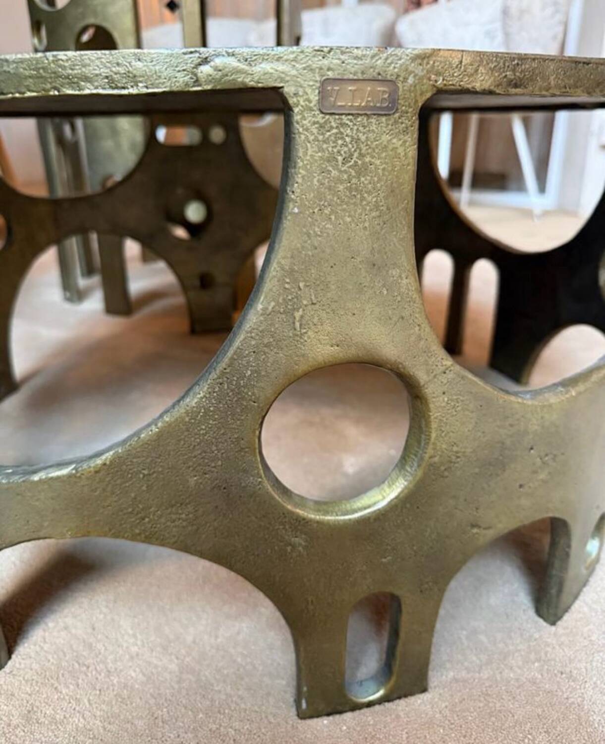 Vlab brutalist console in bronze-finished metal