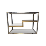 Showcase shelf 70s metal & smoked glass