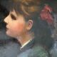 HST painting "Portrait of a young woman with a red bow" 19th century for restoration