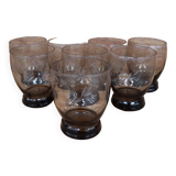 Set of 8 vintage transparent brown wheat ear chiseled glasses