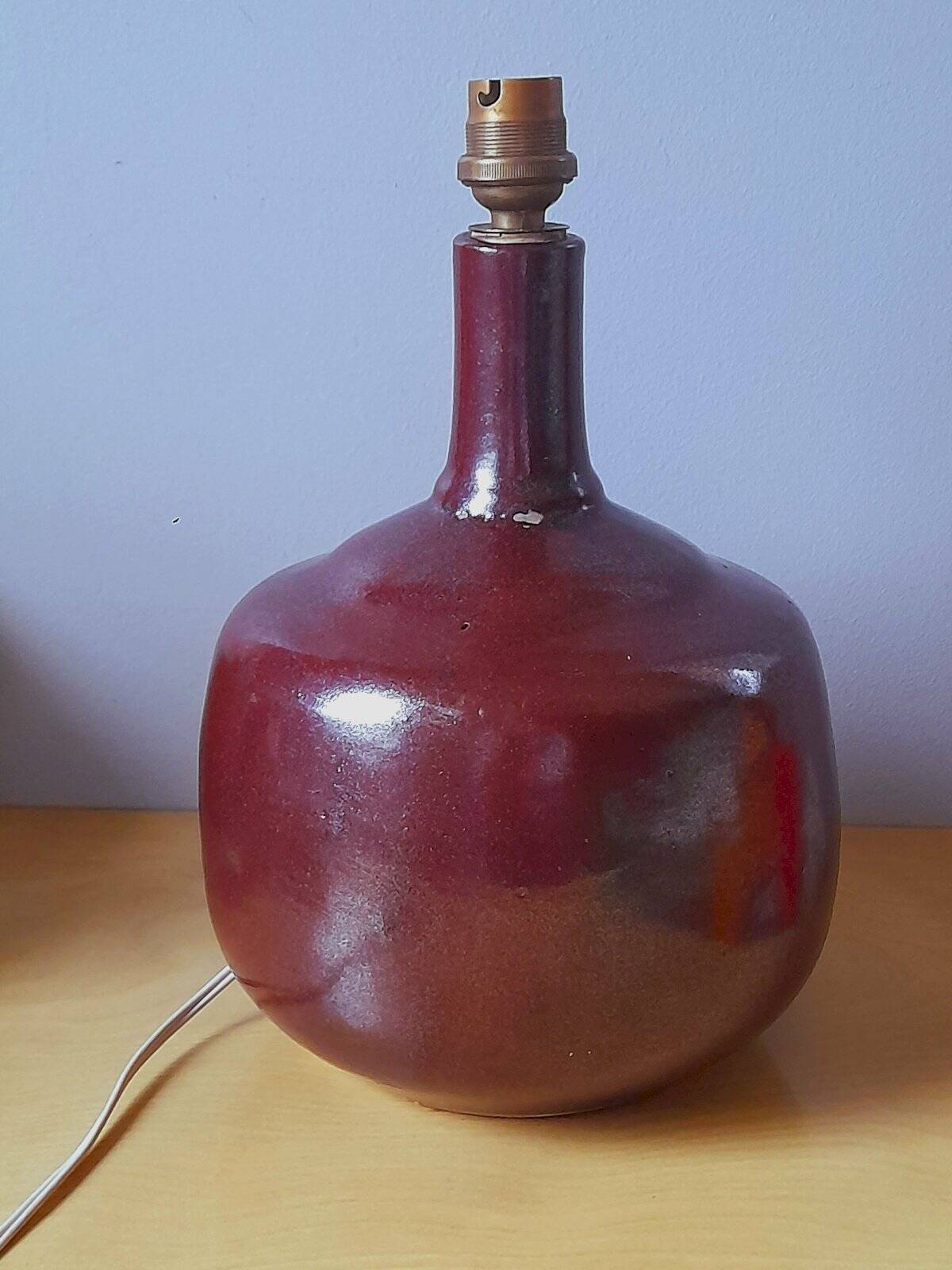 Lampe en céramique émaillée 1960 scandinave violet grès