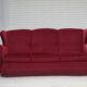1960s, Danish 3-seater curved sofa, red furniture velour