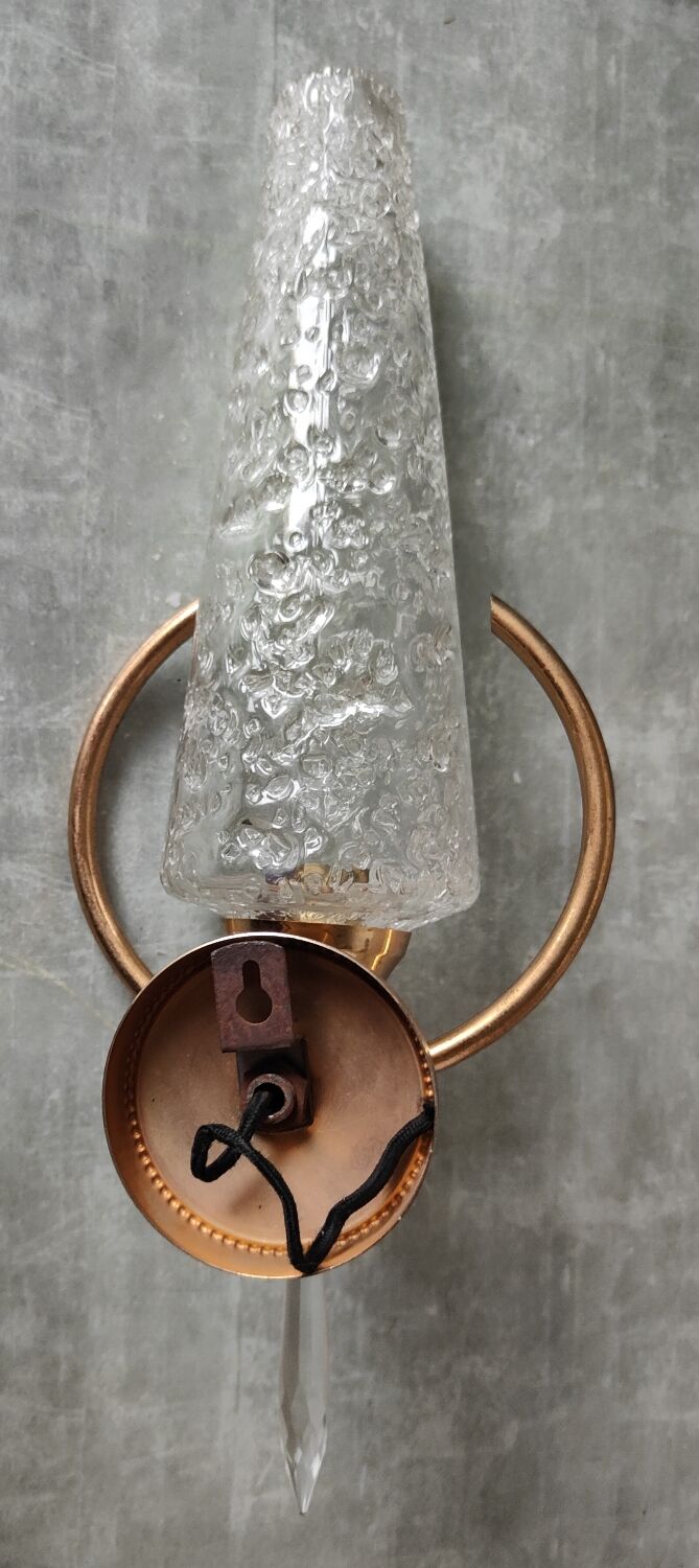 Paire appliques verre et métal doré