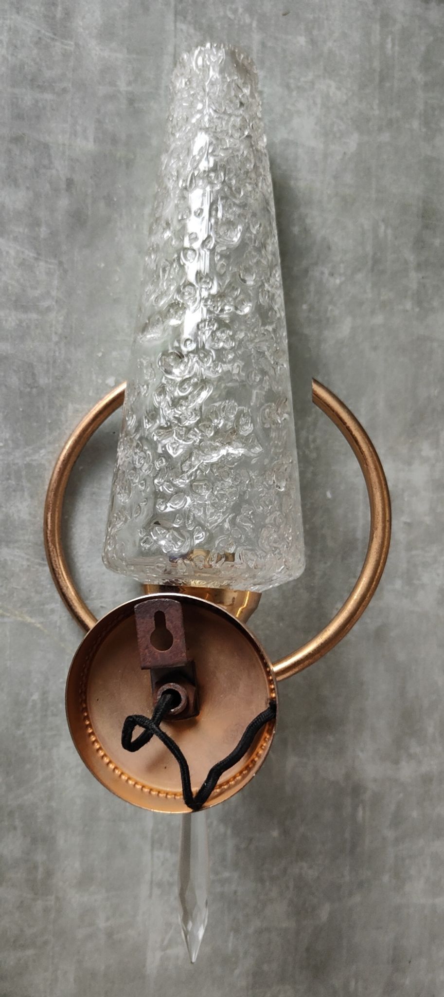 Paire appliques verre et métal doré