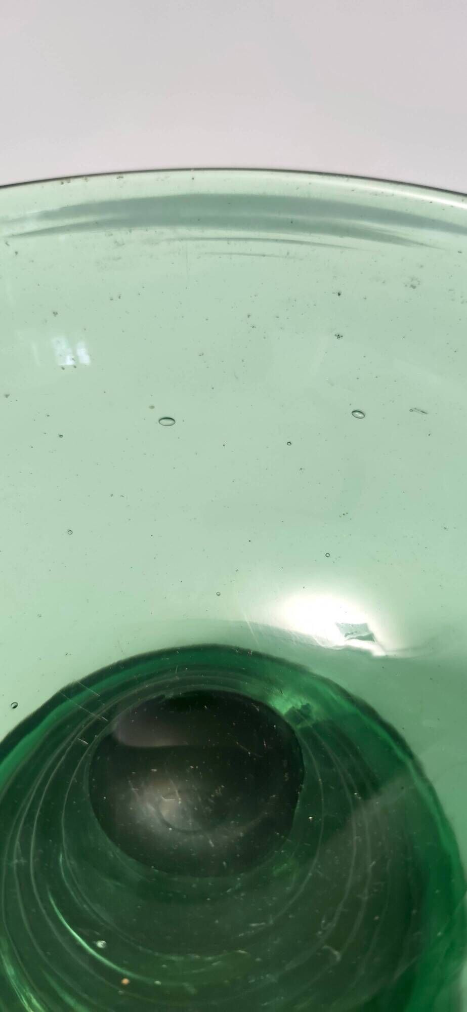 Hand Blown Green Glass Centerpiece / Bowl, Made in Empoli, Italy