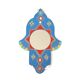 Moroccan painted wooden mirror in the shape of a hand, 1970s