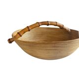 Sculptural basket by Pieter van Gelder – turned wood & bamboo handle