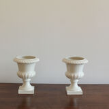 Pair of Capuani Este Vases in white lacquered ceramic, Italy '900