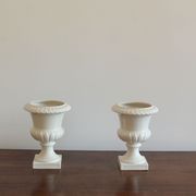 Pair of Capuani Este Vases in white lacquered ceramic, Italy '900
