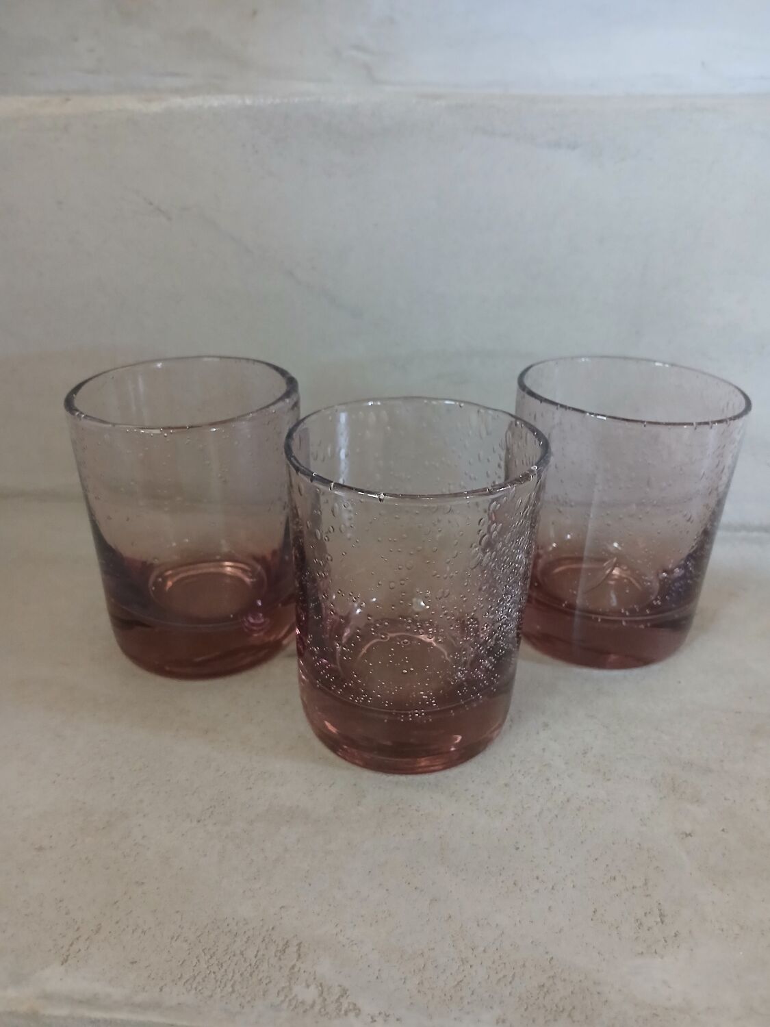 3 bubble glass water glasses
