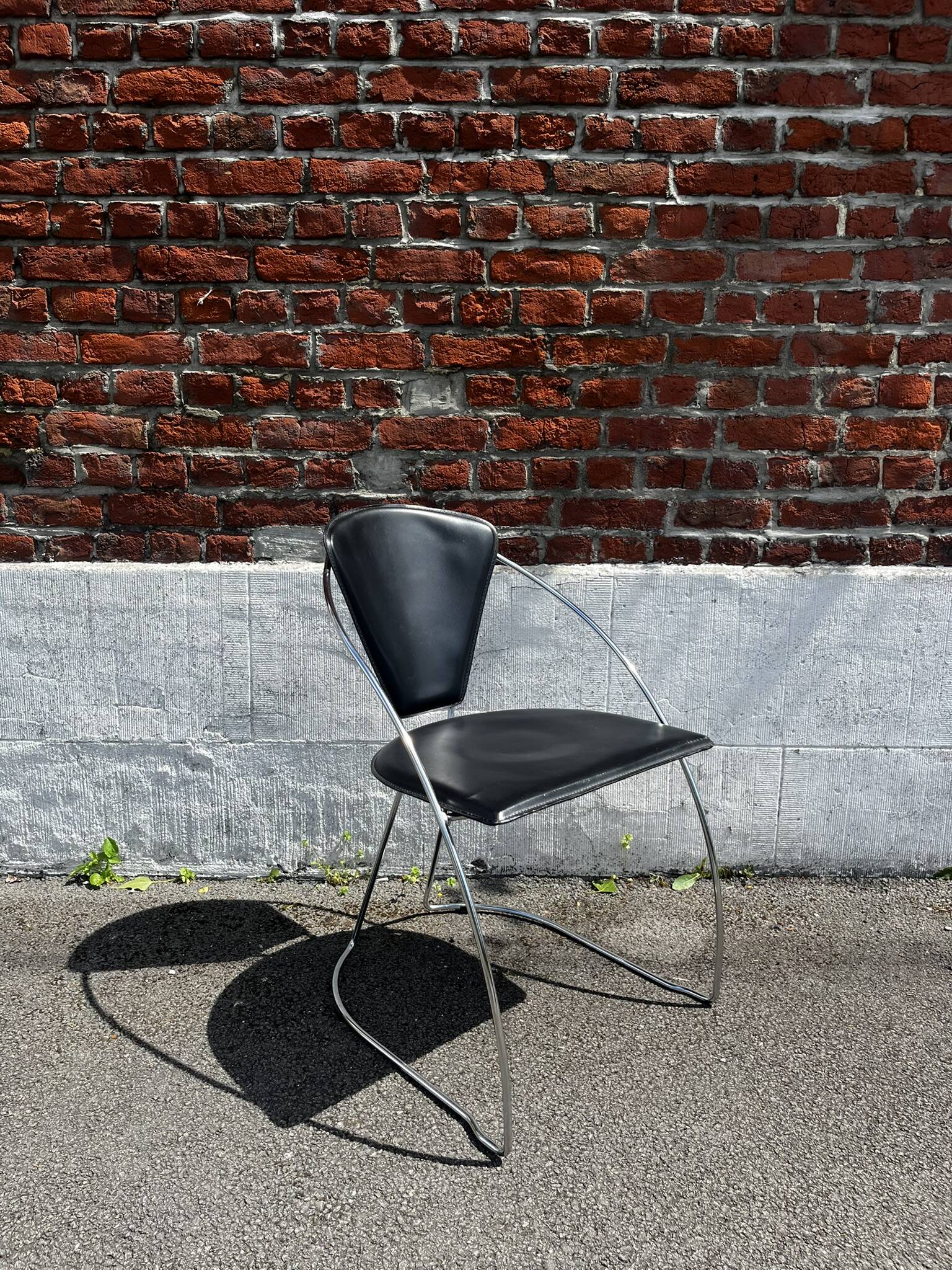 Vintage chrome and leather chair/armchair, Linda model by Arrben (Italy)
