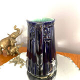 Blue earthenware pitcher
