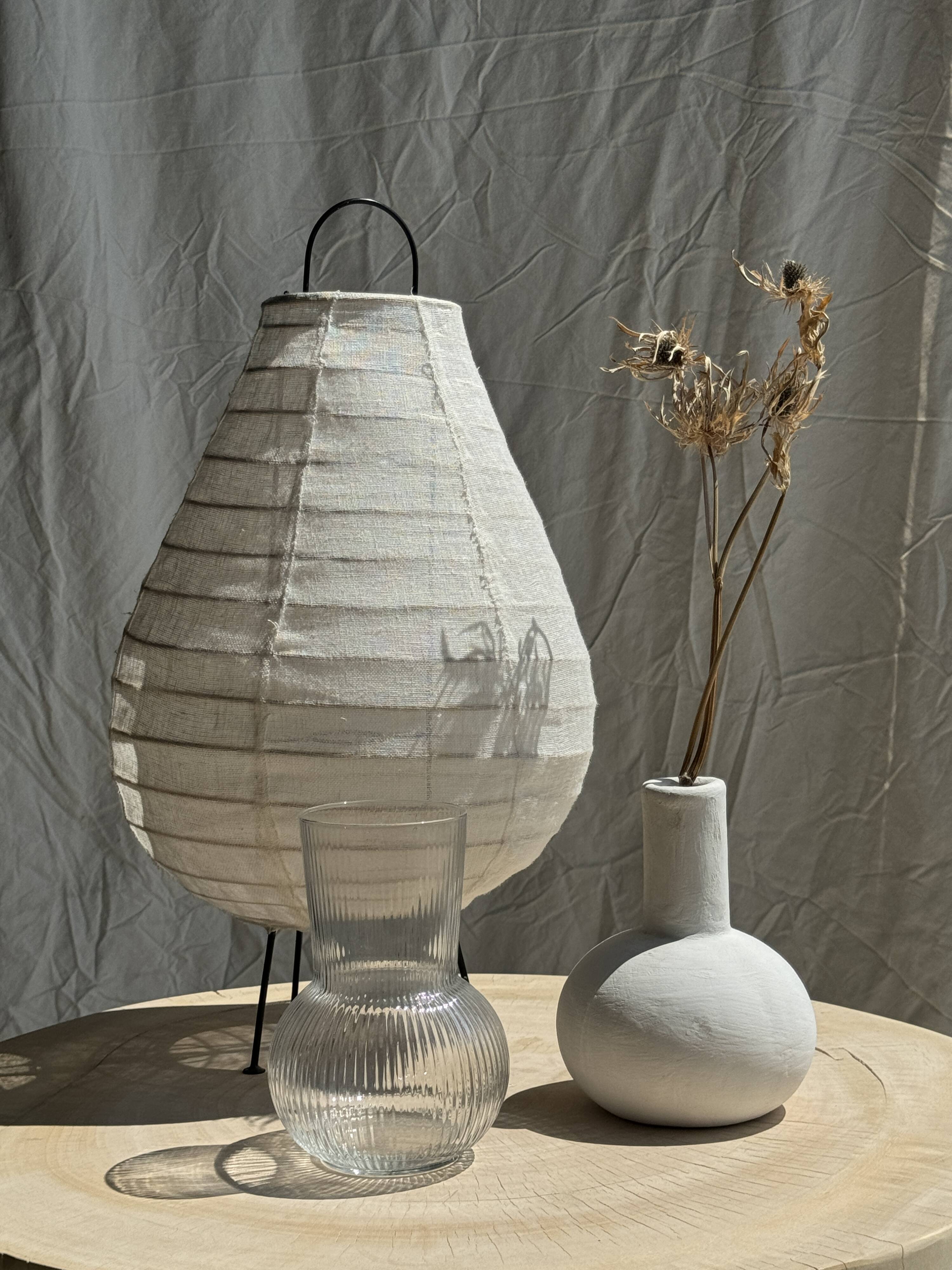 Ribbed glass ball vase