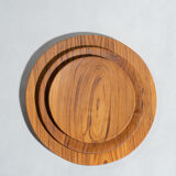 Set of 4 flat monoxyl teak trays