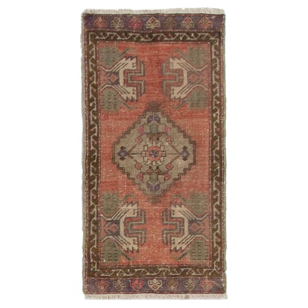 Vintage Small Rug. Turkish Seat Cover. Hand-knotted Door Mat. Entryway Rug. Kitchen Mat