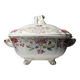 Antique Longchamp soup tureen/vegetable dish with polychrome daisies in ironstone.