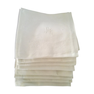 Eight AR monogrammed damask linen towels