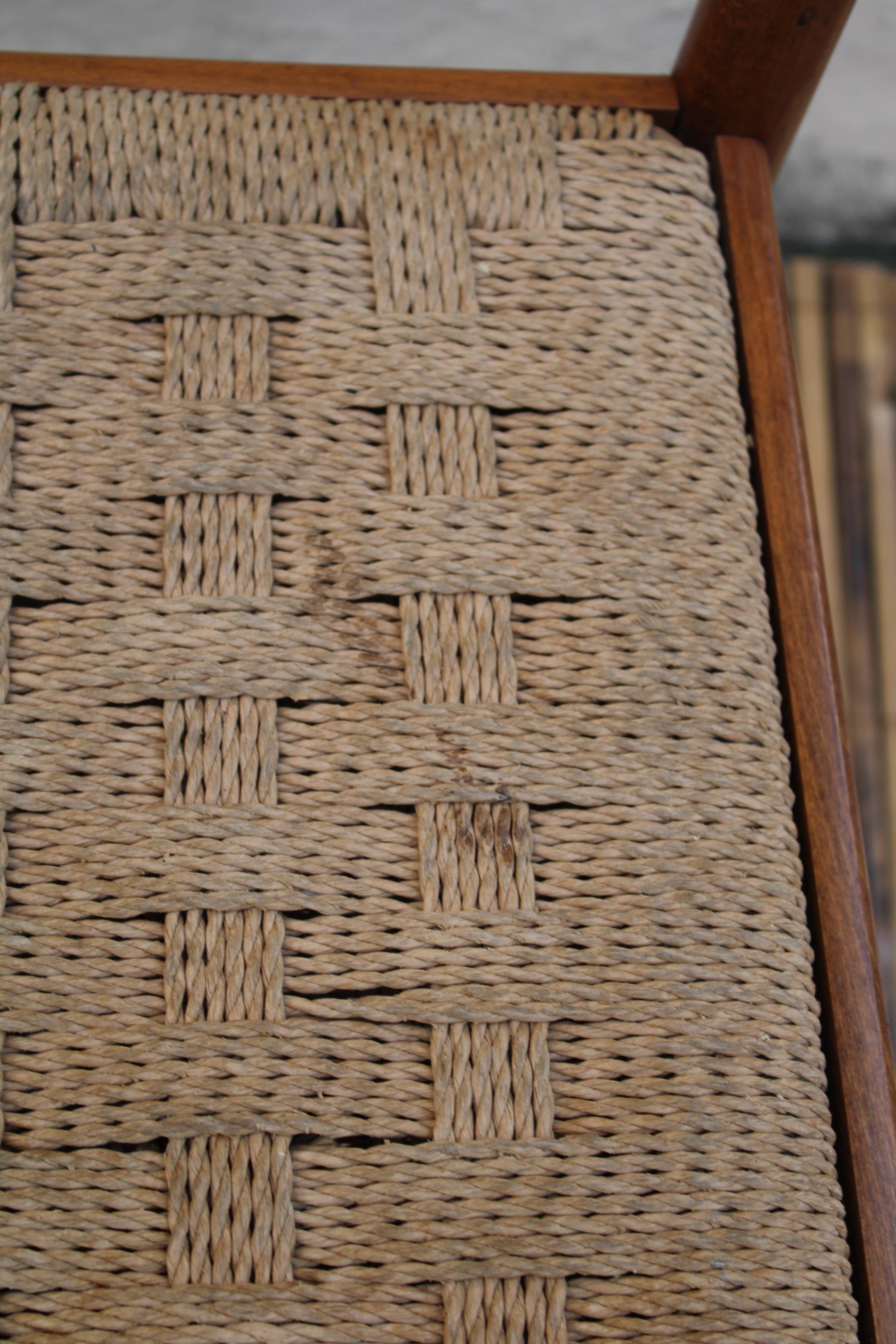 Pair of wooden and rope chairs