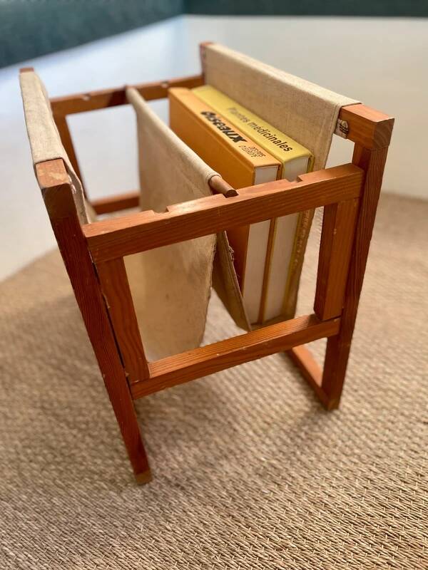 Vintage wooden magazine rack