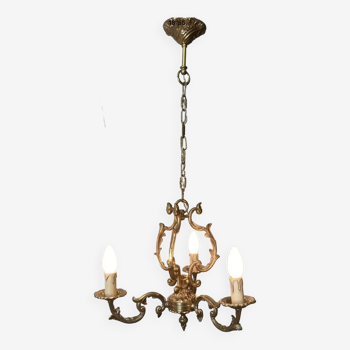 Louis XV cage chandelier gilded bronze with 3 lights twentieth era