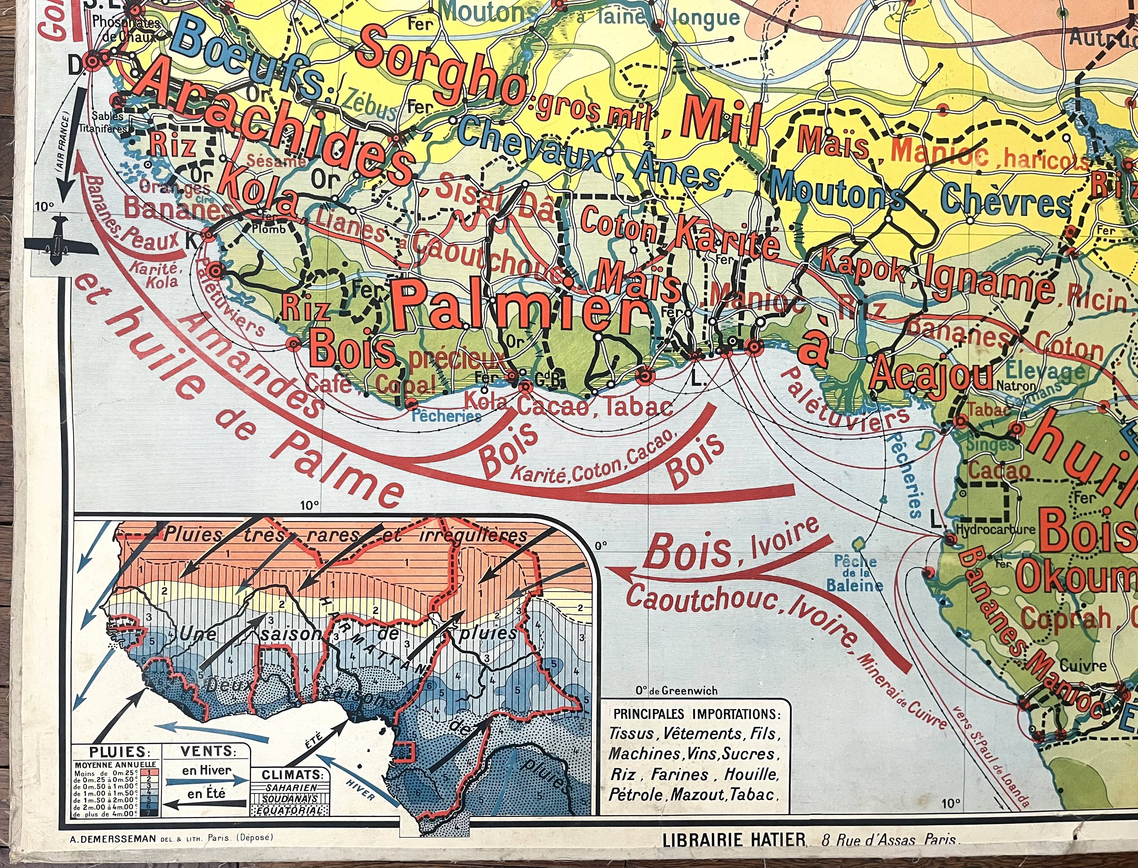 Old school map Hatier 51, 1930, Equatorial West Africa