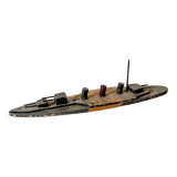 Wooden destroyer boat, antique toy from the early century.