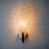 Frosted leaf wall lamp, Murano glass, Italy, 1970