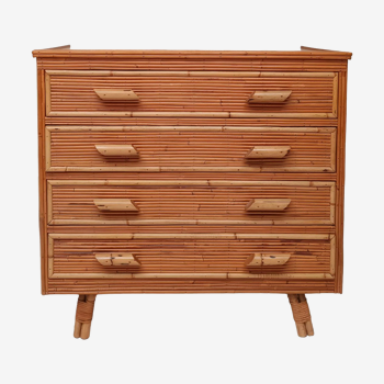 Rattan chest of drawers 60s-70s