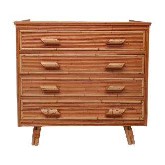 Commode en rotin années 60-70