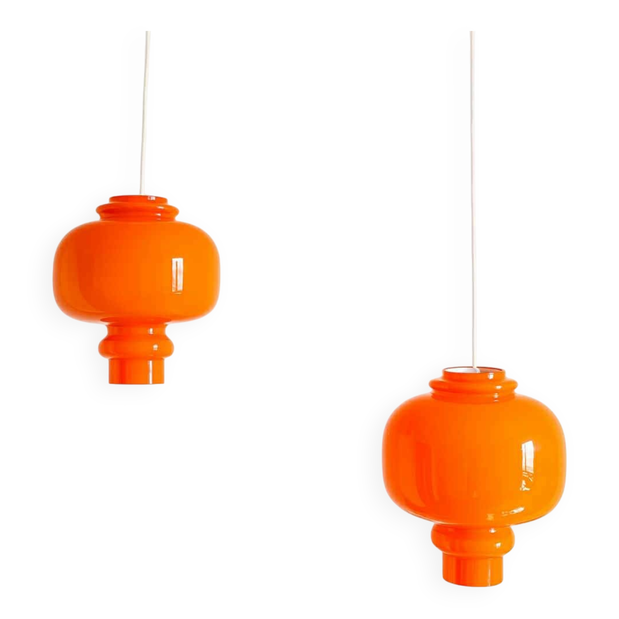 Pair of orange pendant lights by Hans-Agne Jakobsson, 1960