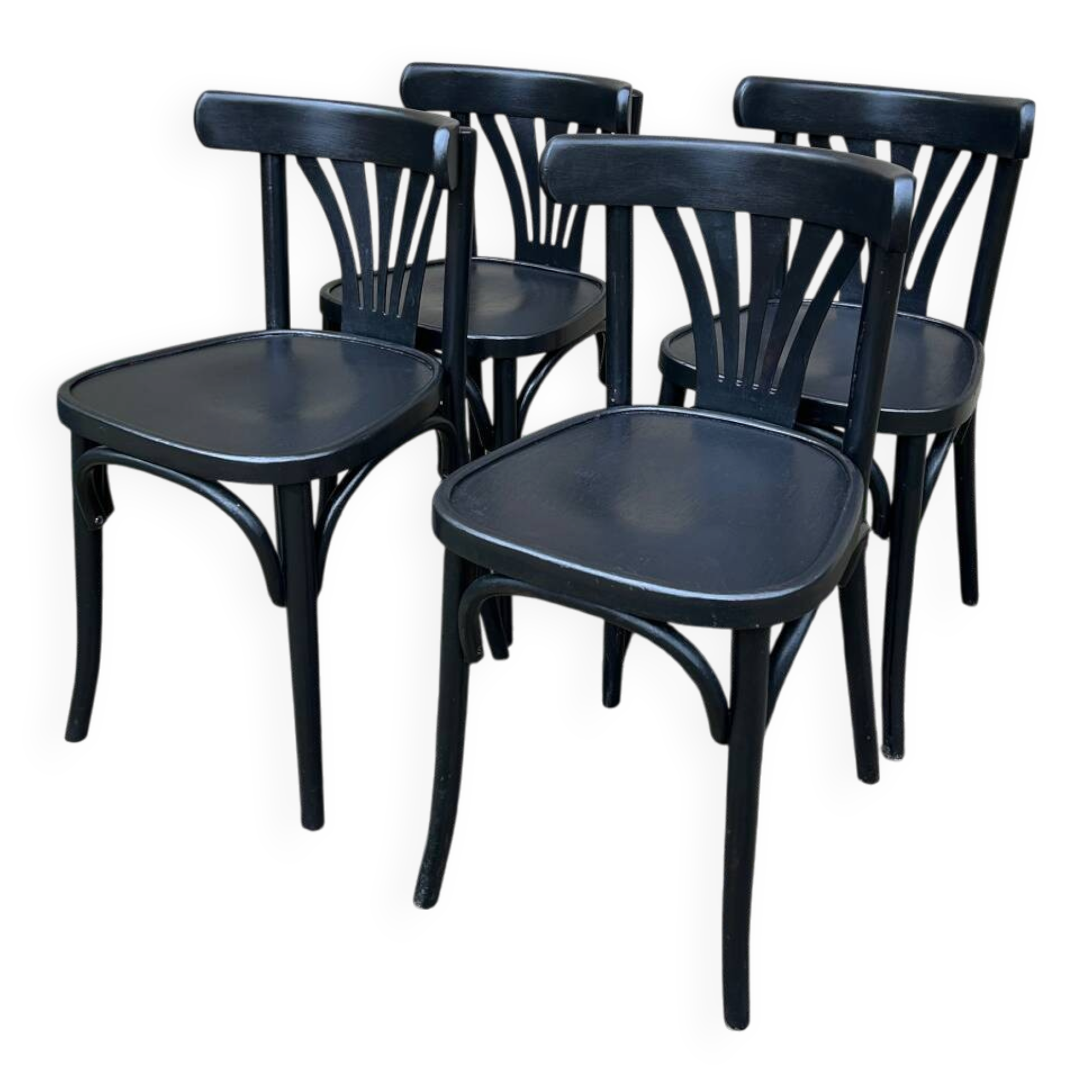 4 vintage black bistro chairs